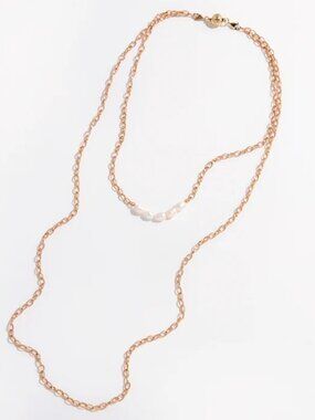 Katia Designs Pearl Layering Chain Necklace Goldtone NEW